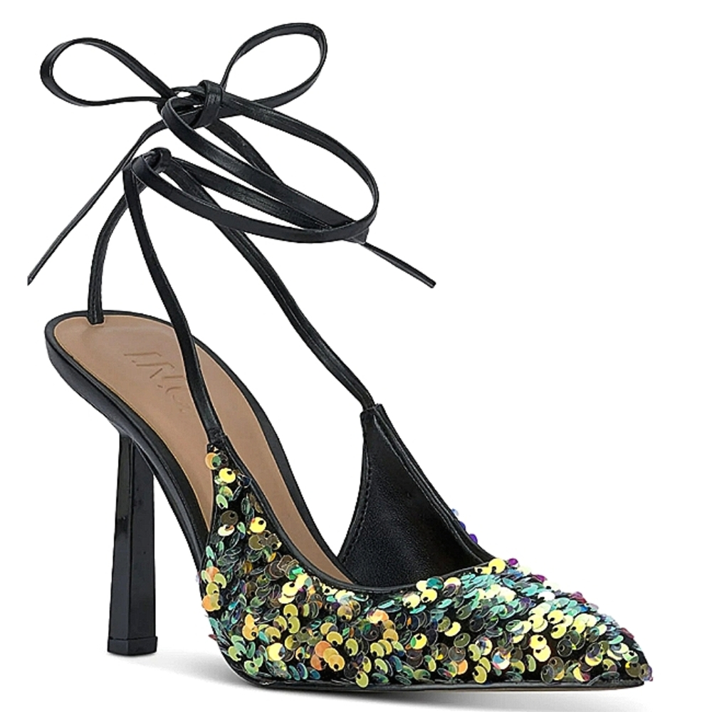 New w/Box INC International Concepts Sandaze 2 Ankle-Tie Sequin Dress Pump 6.5